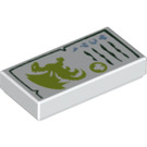 LEGO White Tile 1 x 2 with Dragon with Groove (3069 / 26003)