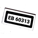 LEGO White Tile 1 x 2 with EB 60313 Sticker with Groove (3069)