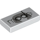 LEGO White Tile 1 x 2 with Edna Mode Lettering with Groove (3069 / 51582)