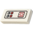 LEGO White Tile 1 x 2 with Elevator Control Panel Sticker with Groove (3069)