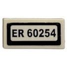 LEGO Weiß Fliese 1 x 2 mit ‘ER 60254’ License Platte Aufkleber mit Nut (3069)