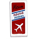 LEGO White Tile 1 x 2 with Flight Ticket Kevin Sticker with Groove (3069)