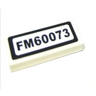 LEGO blanc Tuile 1 x 2 avec FM60073 Autocollant avec rainure (3069)