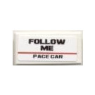 LEGO Weiß Fliese 1 x 2 mit 'FOLLOW ME PACE Auto' Aufkleber mit Nut (3069)