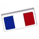 LEGO Weiß Fliese 1 x 2 mit French Flagge Aufkleber mit Nut (3069)
