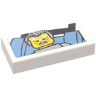 LEGO White Tile 1 x 2 with Frightened Grandfather Photo Sticker with Groove