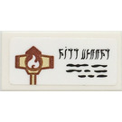 LEGO White Tile 1 x 2 with Gold and Reddish Brown Elves Fire Hammer and Runes Sticker with Groove (3069)