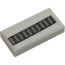 LEGO White Tile 1 x 2 with Grille Sticker with Groove (3069)