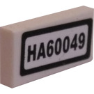 LEGO blanc Tuile 1 x 2 avec HA60049 License assiette Autocollant avec rainure (3069)
