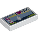 LEGO blanc Tuile 1 x 2 avec I Love HLC Postcard avec rainure (3069 / 21213)