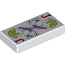 LEGO White Tile 1 x 2 with Joker Playing Card with Groove (3069 / 66375)