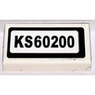 LEGO White Tile 1 x 2 with KS60200 License Plate Sticker with Groove (3069)