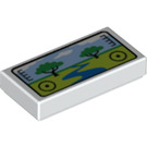 LEGO blanc Tuile 1 x 2 avec Landscape avec River et Trees avec rainure (3069 / 78314)