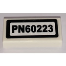 LEGO White Tile 1 x 2 with License Plate PN60223 Sticker with Groove (3069)
