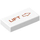 LEGO White Tile 1 x 2 with ‘LIFT’ and Arrow Sticker with Groove (3069)