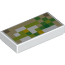 LEGO Wit Tegel 1 x 2 met Minecraft iron golem Arm Decoratie met groef (3069 / 25088)