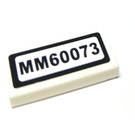 LEGO White Tile 1 x 2 with MM60073 Sticker with Groove (3069)