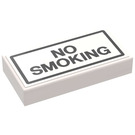 LEGO White Tile 1 x 2 with 'NO SMOKING' Sticker with Groove (3069)