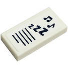 LEGO Wit Tegel 1 x 2 met Notes, Letters Z, Lines Sticker met groef (3069)