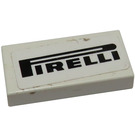 LEGO Wit Tegel 1 x 2 met Pirelli Sticker met groef (3069)