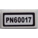 LEGO Wit Tegel 1 x 2 met PN60017 License Plaat Sticker met groef (3069)