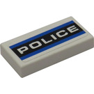 LEGO White Tile 1 x 2 with Police and Blue Stripes Sticker with Groove (3069)