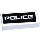 LEGO Wit Tegel 1 x 2 met 'Politie' Sticker met groef (3069)