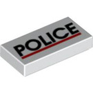 LEGO White Tile 1 x 2 with Police with Groove (3069 / 81869)