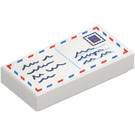 LEGO White Tile 1 x 2 with Postcard with Groove (3069)