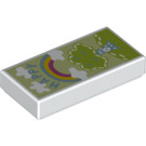 LEGO Wit Tegel 1 x 2 met rainbow met groef (3069 / 67083)