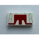 LEGO White Tile 1 x 2 with Red and Gray Mini Jedi Starfighter with Groove (3069 / 45088)