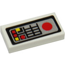 LEGO Weiß Fliese 1 x 2 mit rot und Gelb Console Lights und Buttons Aufkleber mit Nut (3069)