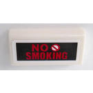 LEGO White Tile 1 x 2 with Red 'NO SMOKING' Sticker with Groove (3069)