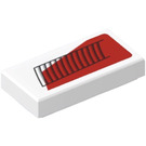 LEGO Weiß Fliese 1 x 2 mit rot Shape und Luft Vent Aufkleber mit Nut (3069)