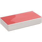 LEGO White Tile 1 x 2 with Red with Groove (3069)