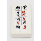 LEGO blanc Tuile 1 x 2 avec Scoreboard avec Noir et rouge Letters et Numbers 'M P 4 0 8 0 12 4 4 5 28 9' Autocollant avec rainure (3069)