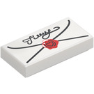 LEGO White Tile 1 x 2 with Sealed Envelope (with Writing) with Groove (3069 / 83608)