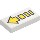 LEGO White Tile 1 x 2 with Segmented Yellow Arrow with Groove (3069 / 34300)