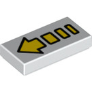 LEGO Wit Tegel 1 x 2 met Segmented Geel Pijl met groef (3069 / 34300)