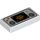 LEGO Weiß Fliese 1 x 2 mit Raum Invaders Handheld Game Controller mit Nut (3069 / 25520)