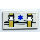 LEGO White Tile 1 x 2 with Straps and EMT Star of Life Sticker with Groove (3069)