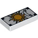 LEGO White Tile 1 x 2 with Tarot Card (Sun) with Groove (3069 / 12648)