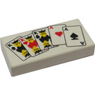 LEGO Weiß Fliese 1 x 2 mit Drei Kings & Zwei Aces mit Nut (3069)