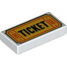 LEGO Weiß Fliese 1 x 2 mit Ticket mit Nut (3069 / 33979)