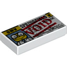 LEGO Weiß Fliese 1 x 2 mit Void Driving Licence mit Nut (3069 / 20865)