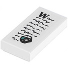 LEGO Wit Tegel 1 x 2 met "W" Sticker met groef (3069)