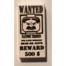 LEGO White Tile 1 x 2 with Wanted Poster with Groove (3069)