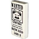 LEGO White Tile 1 x 2 with Wanted Poster with Groove (3069 / 82669)