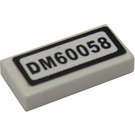 LEGO Wit Tegel 1 x 2 met met "DM60058" Sticker met groef (3069)