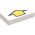 LEGO White Tile 1 x 2 with Yellow Arrow with Groove (3069)